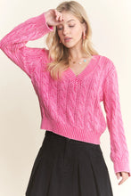 Load image into Gallery viewer, 4656-Mineral Washed Sweater Top-PINK
