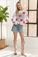 Load image into Gallery viewer, 4885-Heart Pattern Sweater Top-WHITE/RED
