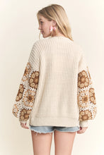 Load image into Gallery viewer, 4568- Crochet Sleeve Sweater Cardigan-NATURAL
