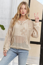 Load image into Gallery viewer, 5283-HOODIE Print Long Sleeves Sweater Top-OATMEAL
