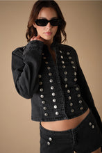 Load image into Gallery viewer, 6524- Western Military Button Twill Jacket-BLACK
