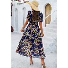 Load image into Gallery viewer, 4522-Floral Print High Waist Band Fit Lined Dress-NAVY
