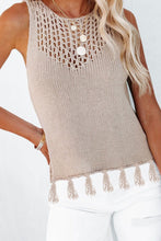 Load image into Gallery viewer, 6055- TASSEL KNIT TANK TOP-SAND
