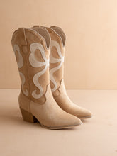 Load image into Gallery viewer, 6584- The Bowie | Almond Western Fall Boot with Cream Inlay
