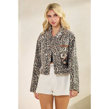 Load image into Gallery viewer, 5781-Leopard Denim Jacket with Back Contrast
