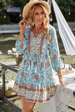 Load image into Gallery viewer, 4285-Long Sleeves Floral Ruffled Dress-BLUE
