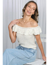 Load image into Gallery viewer, 6003-Crochet Ruffle Neck Cotton Knit Top

