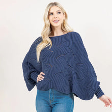 Load image into Gallery viewer, 5790-Openwork Loose Knit Batwing Sweater-BLUE
