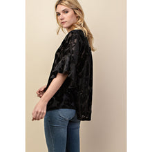 Load image into Gallery viewer, 5497-Velvet Ruffle Sleeve Knit Top-BLACK
