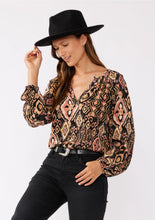 Load image into Gallery viewer, 5439-Long Sleeve Split Neck Raglan Blouse-MULTI

