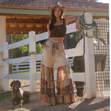 Load image into Gallery viewer, 5889-Boho Ruffled Tiered Wide Leg Knit &amp; Print Pants
