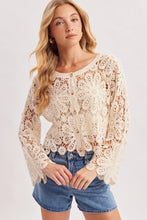 Load image into Gallery viewer, 6359- Open Knit Button Crochet Cardigan Cropped Top-NATURAL
