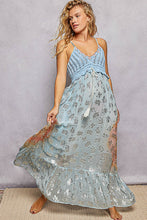 Load image into Gallery viewer, 5805- POL V-Neck Crochet Top Mirror Embroidery Tassel Viscose Dress
