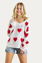 Load image into Gallery viewer, 4884- Lovely Heart Sweater Top-OFF WHITE/RED
