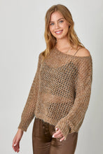 Load image into Gallery viewer, 4703-Metallic Net Pullover Sweater-TOFFEE
