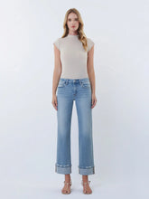 Load image into Gallery viewer, 5872- LOVERVET.Mid Rise Medium Light Cuffed Slim Wide Jeans
