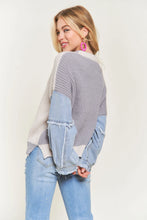 Load image into Gallery viewer, 5405-COLORBLOCK Sweater Top Denim Sleeve
