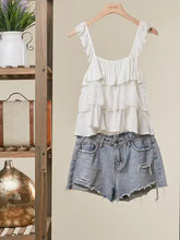 Load image into Gallery viewer, 6189- Lace Tiered Crop Top with Lace Straps
