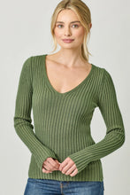 Load image into Gallery viewer, 5771-Plunging V-Neck Sweater Top-GREEN
