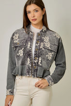 Load image into Gallery viewer, 6731- Embroidered Mixed Media Jacket-WASHED BLACK
