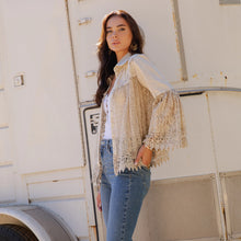 Load image into Gallery viewer, 5886-Intricate Crochet Lace Bell Sleeve Western Jacket
