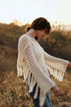 Load image into Gallery viewer, 5343-Boat Neck Fishnet Sweater with Fringe Detail
