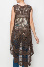 Load image into Gallery viewer, 5370-All Crochet High-Low Vest -BROWN

