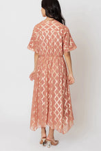 Load image into Gallery viewer, 4144-V-Neck Kimono Sleeve Maxi Dress with Lurex-ROSE GOLD
