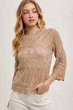 Load image into Gallery viewer, 6355- Crochet Knit Pullover Top with No Lining-TAUPE
