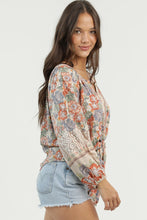 Load image into Gallery viewer, 6597- V Neck Lace Sleeve Tie Front Top
