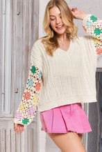 Load image into Gallery viewer, 5409-Multicolor Sleeve Knit Top-IVORY
