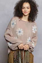 Load image into Gallery viewer, 5800-POL Balloon Sleeve Floral Print Thin Sweater-ROSE TAUPE

