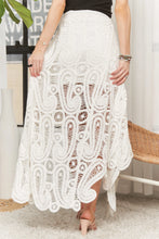 Load image into Gallery viewer, 5067-Crochet Lace High Low Maxi Skirt-WHITE
