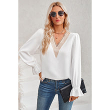 Load image into Gallery viewer, 4280-Color Block Deep V Neck Lace Loose Fit Blouse
