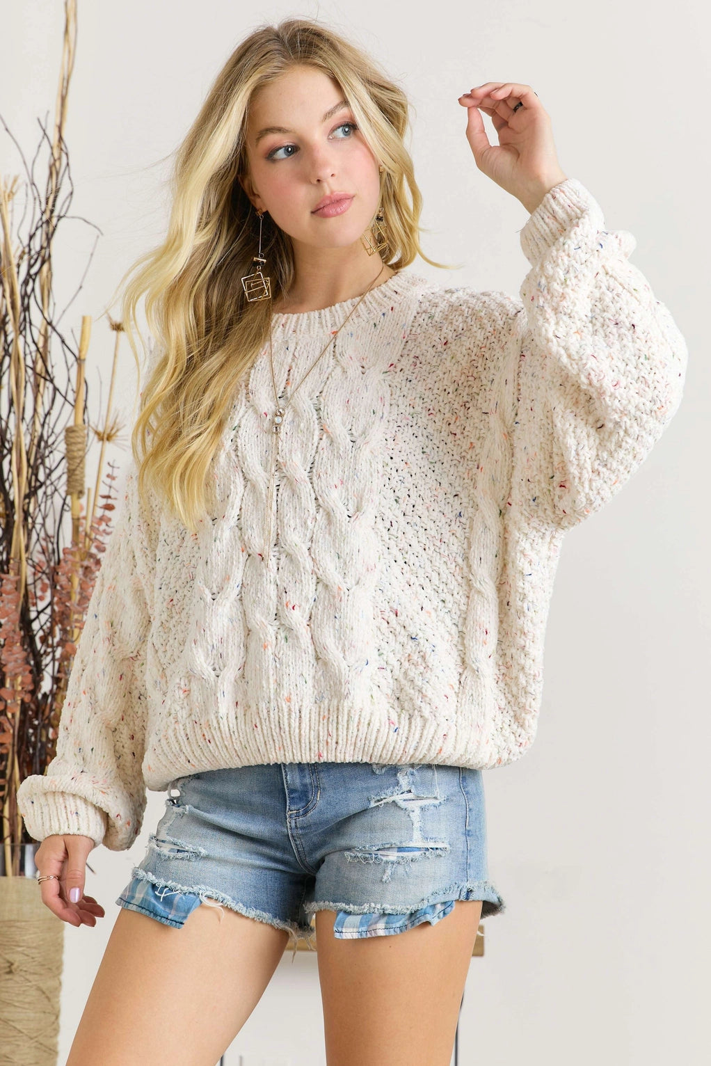 4769-LONG SLEEVE ROUND NECK SWEATER -ivory