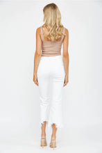 Load image into Gallery viewer, 4160-High Rise Crop Flare with Uneven Hem-WHITE
