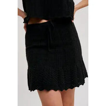 Load image into Gallery viewer, 6313- Knit Sweater Drawstring Mini Skirt with Lining-BLACK
