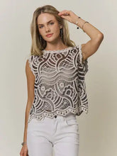 Load image into Gallery viewer, 6264- Scalloped Crochet Lace Top-BLACK
