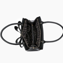 Load image into Gallery viewer, 6545- Poppy Bowtie Structured Top Handle Spring Shoulder Bag-BLACK
