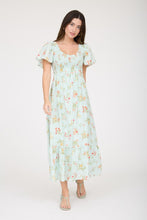 Load image into Gallery viewer, 6010- Floral Bell Sleeve Smocked Bust Midi Dress-SAGE
