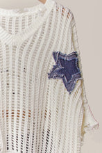 Load image into Gallery viewer, 5345-Distressed Star Knit Pullover-CREAM
