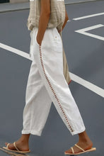 Load image into Gallery viewer, 6052- Solid Color Cutout Patchwork Pants-WHITE
