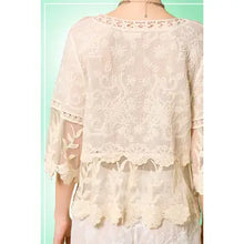 Load image into Gallery viewer, 6147- Boho Floral Guipure Lace Tiered Top-NATURAL

