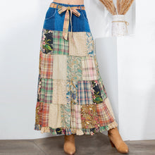 Load image into Gallery viewer, 6041- Western Boho Chic: Patchwork Belted Skirt
