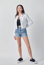 Load image into Gallery viewer, 4289-Uneven White Frayed Fitted Jacket
