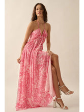 Load image into Gallery viewer, 4090-Floral Crepe Plunging-Neck Halter Maxi Dress
