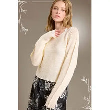 Load image into Gallery viewer, 6417- Boat Neck Off Shoulder Dolman Sleeve Sweater-MILK
