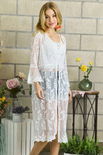 Load image into Gallery viewer, 4151-LACE &amp; CROCHET SLEEVE LONG KIMONO-WHITE
