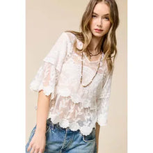 Load image into Gallery viewer, 6146- Boho Floral Guipure Lace Tiered Top-WHITE
