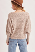 Load image into Gallery viewer, 6367- Boat Neck Balloon Sleeved Pointelle Knit Sweater-OATMEAL
